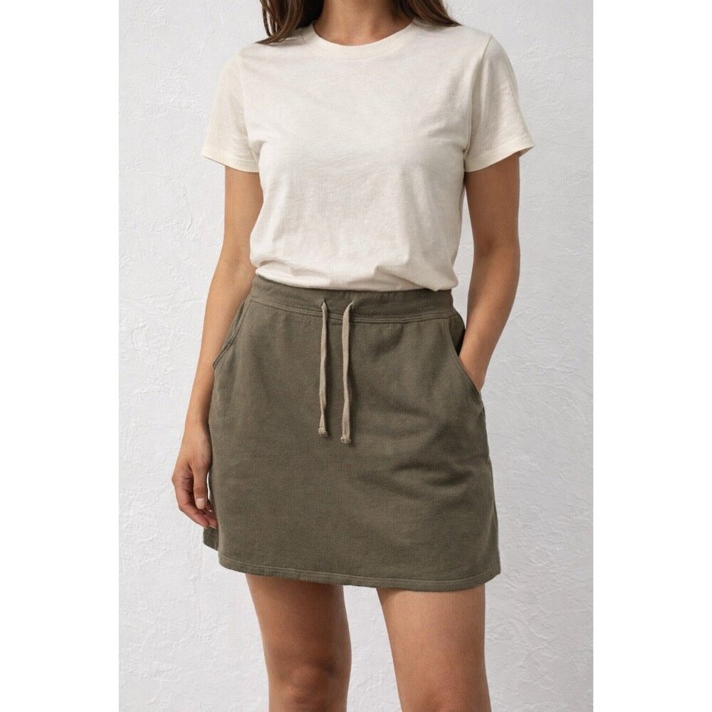 Sundry For Evereve Green Skirt Size M Drawstring Cotton Knit